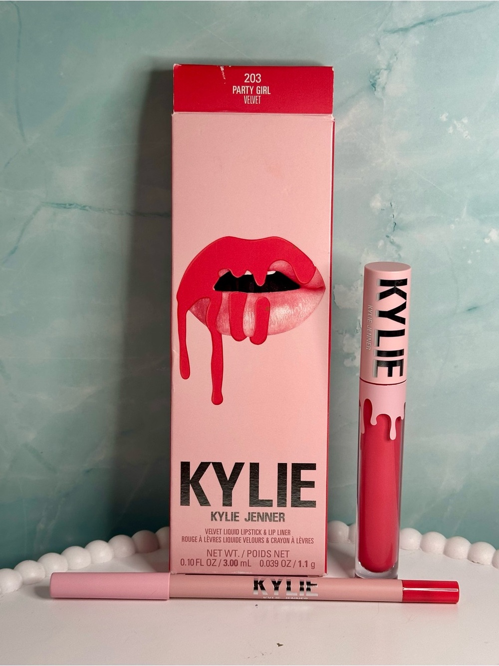 Kylie Velvet Liquid Lipstick & Lip Liner - Party Girl (Pink) Sold Out Shade NIB